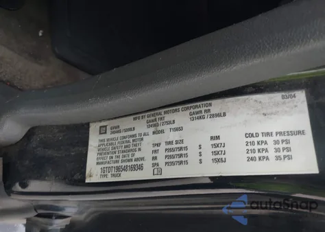 2004 GMC Canyon z USA, uszkodzony, nr VIN 1GTDT196548169346